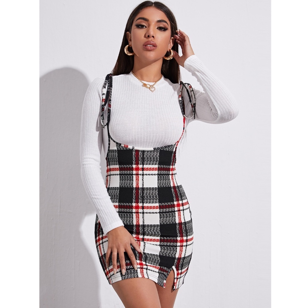 Plaid Pinacore Mini Dress